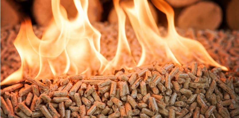 pellets dans un poele entrain de bruler