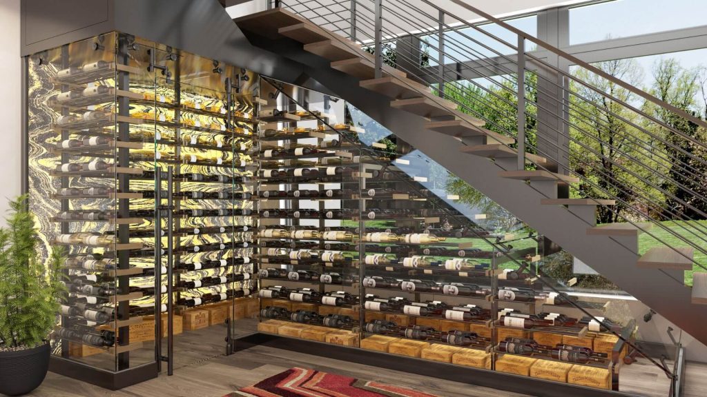 aménager une cave à vin sous un escalier