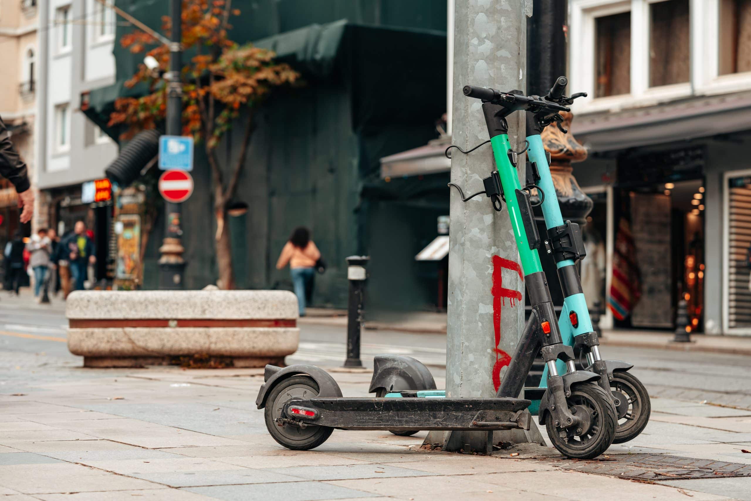 modern electric scooter parked on the street