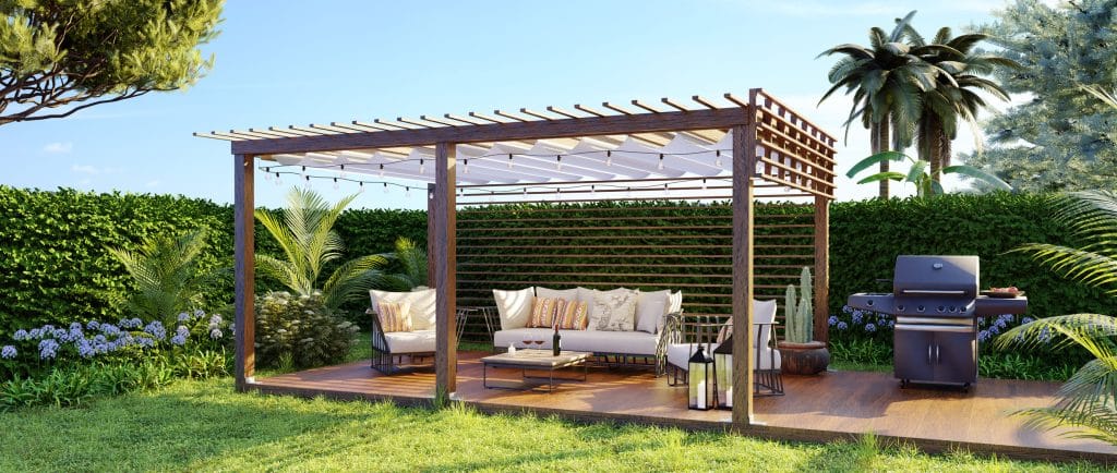 pergola jardin gazon coin repas