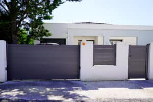 aluminum modern home green grey gate portal of suburb door house
