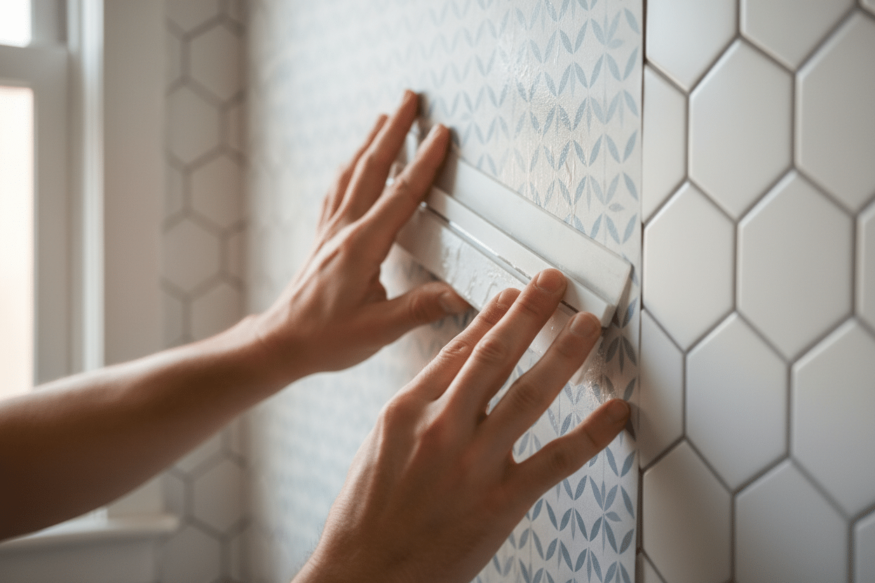 Étape 2 : poser le papier peint toilette avec méthode