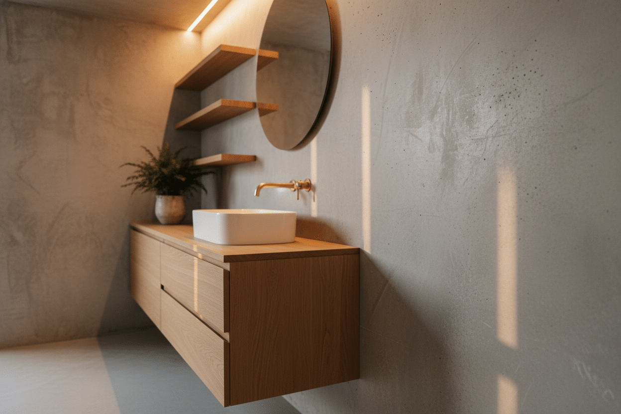 Idées de décoration pour une salle de bain en béton ciré